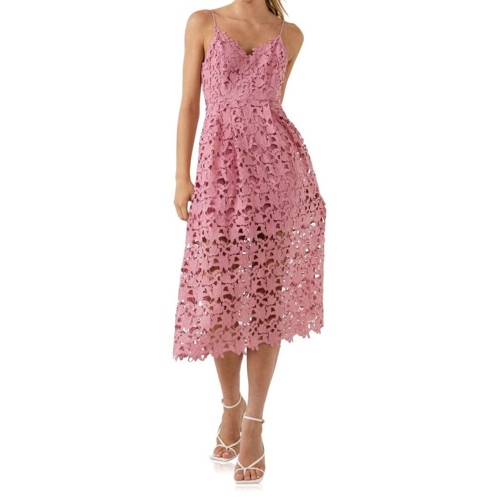 ENDLESS ROSE Lace Spaghetti Strap Midi Dress Sz XS NWT